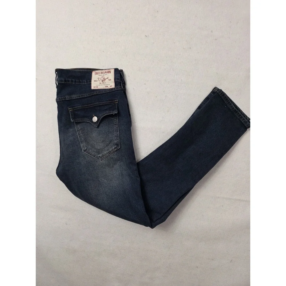 True Religion Dark Woodland Wash Rocco SN FLAP Skinny 700678 Size 36x32